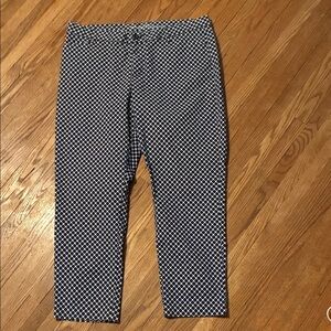 GAP Women's Blue and White Hexagonal Pattern Pants